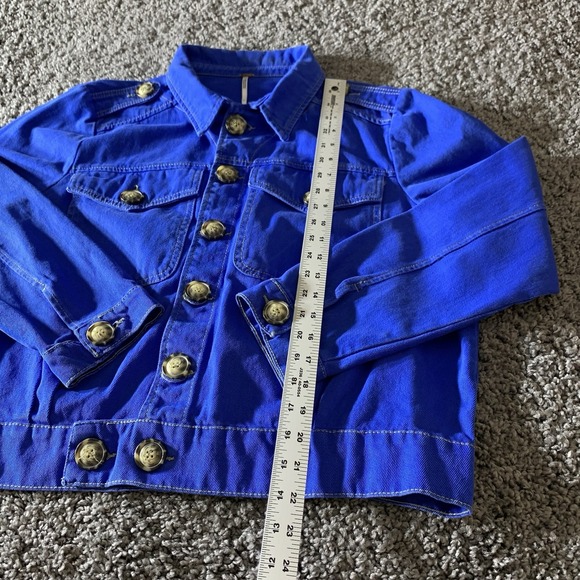 Free People Womens Jacket L Eisenhower Military Epaulet Casual Preppy - Picture 5 of 7
